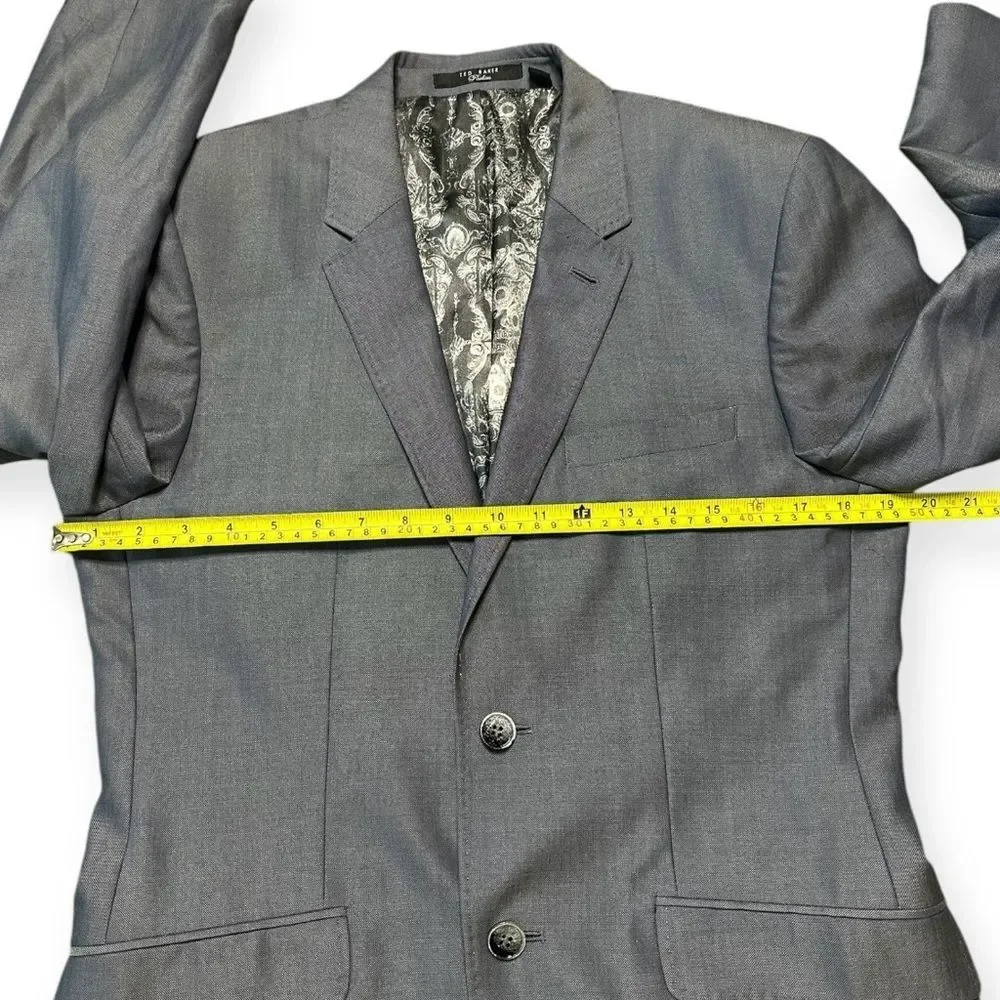 Ted Baker Men’s Blazer 38R Wool Silk Formal Gray Suit Jacket Preppy Sport Coat